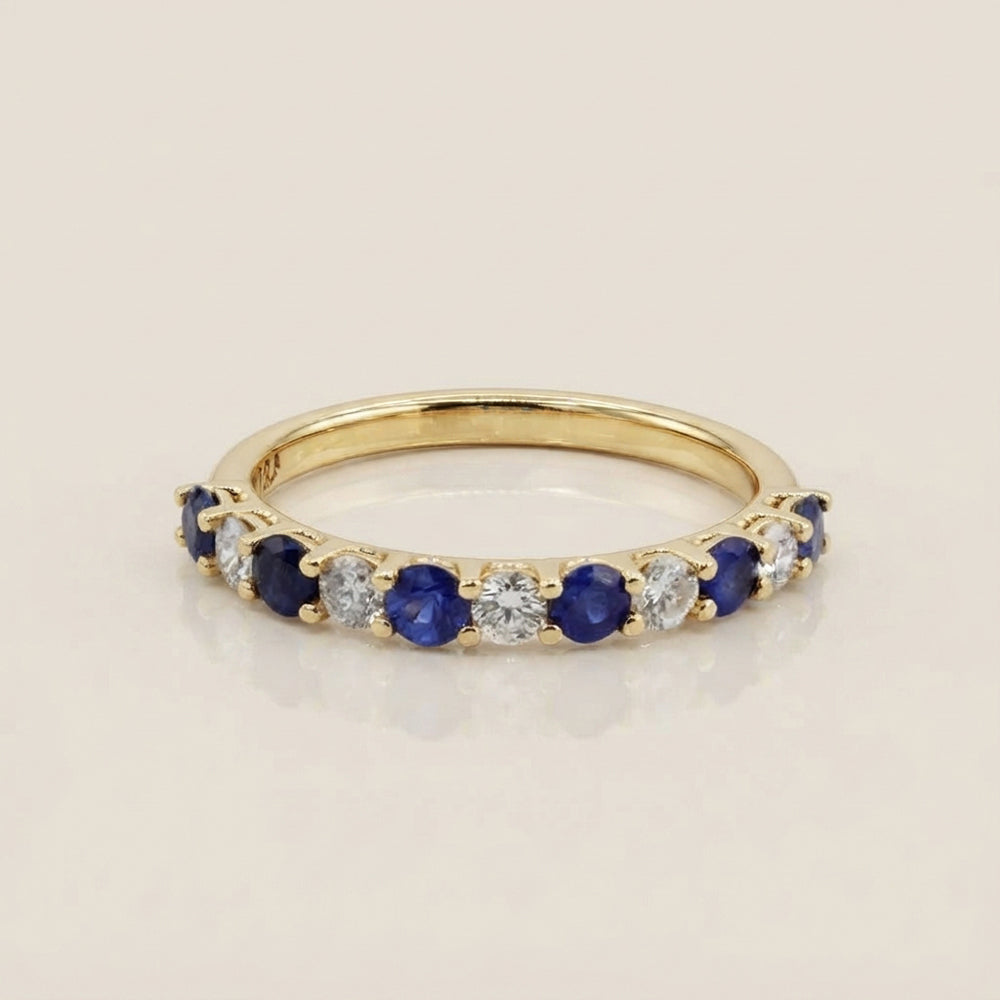 Churumbela Domo con Zafiros y Diamantes en Oro Amarillo de 14K