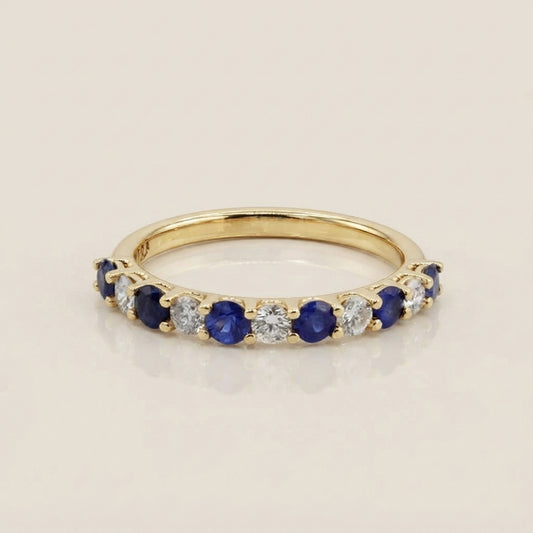 Churumbela Domo con Zafiros y Diamantes en Oro Amarillo de 14K