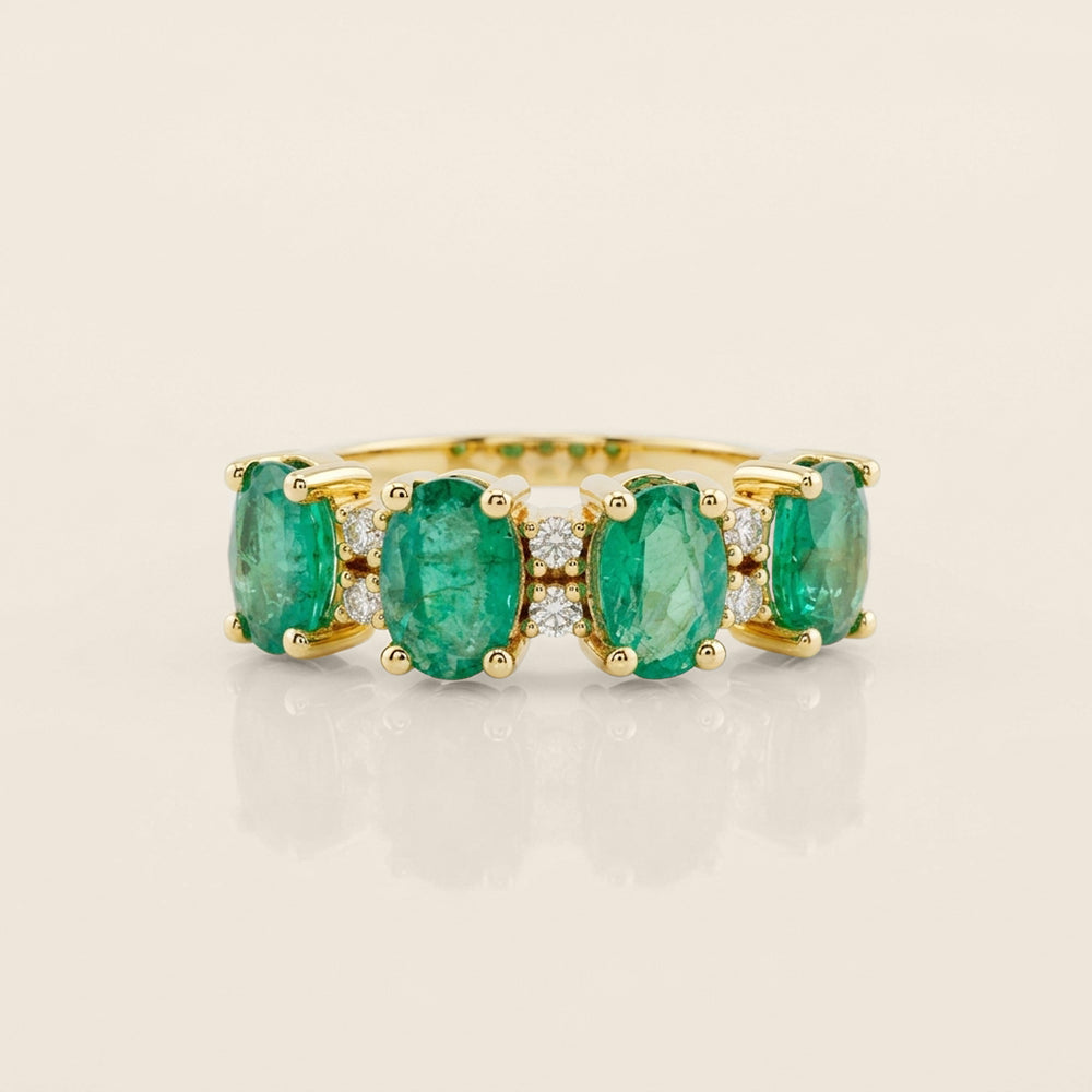 Churumbela Camila con Esmeraldas y Diamantes en Oro Amarillo de 14K
