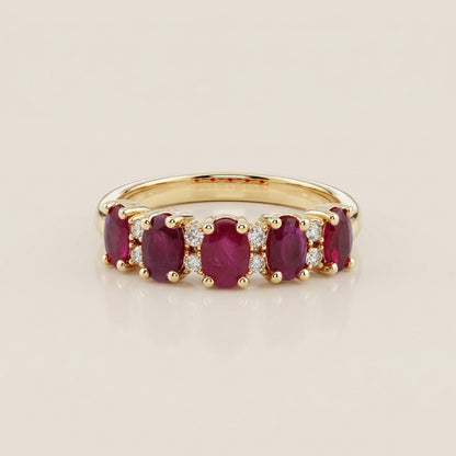 Churumbela Camila con Rubíes y Diamantes en Oro Amarillo 14K