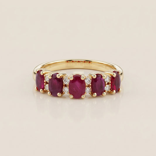 Churumbela Camila con Rubíes y Diamantes en Oro Amarillo 14K
