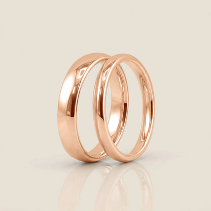 Par de Argollas Media Caña, 2.5 mm & 4 mm en Oro de 18K