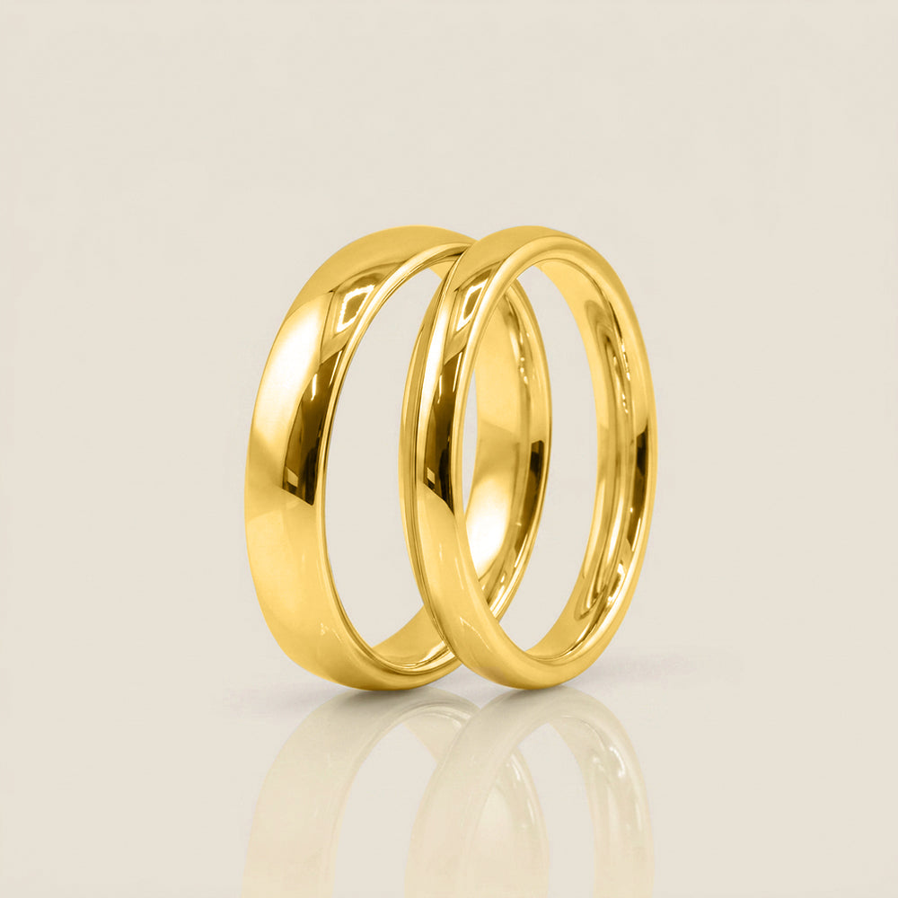 Par de Argollas Media Caña, 3 mm & 4 mm en Oro de 10K