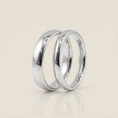 Par de Argollas Media Caña, 3 mm & 4 mm en Oro de 18K
