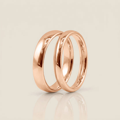 Par de Argollas Media Caña, 3 mm & 4 mm en Oro de 10K