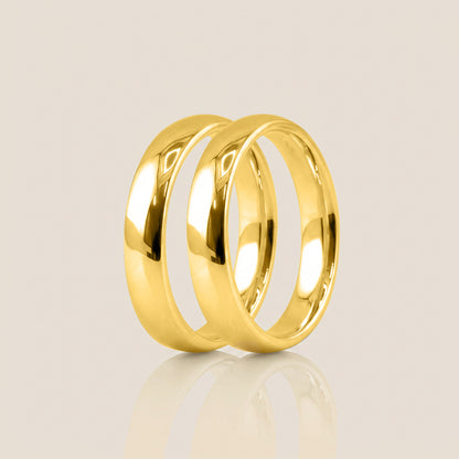 Par de Argollas Media Caña, 4 mm & 4 mm en Oro de 10K