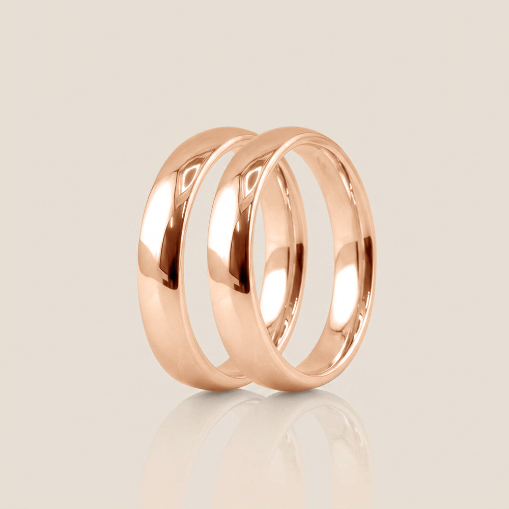 Par de Argollas Media Caña, 4 mm & 4 mm en Oro de 10K