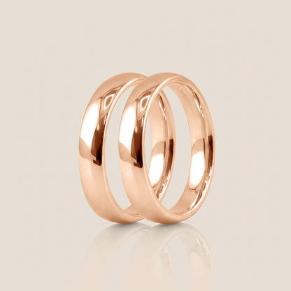 Par de Argollas Media Caña, 4 mm & 4 mm en Oro de 14K