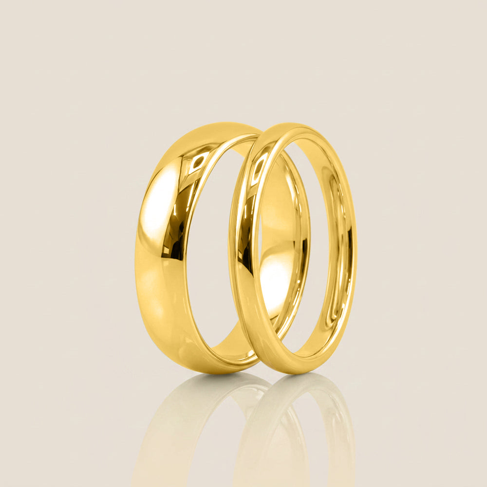Par de Argollas Media Caña, 2.5 mm & 5 mm en Oro de 10K