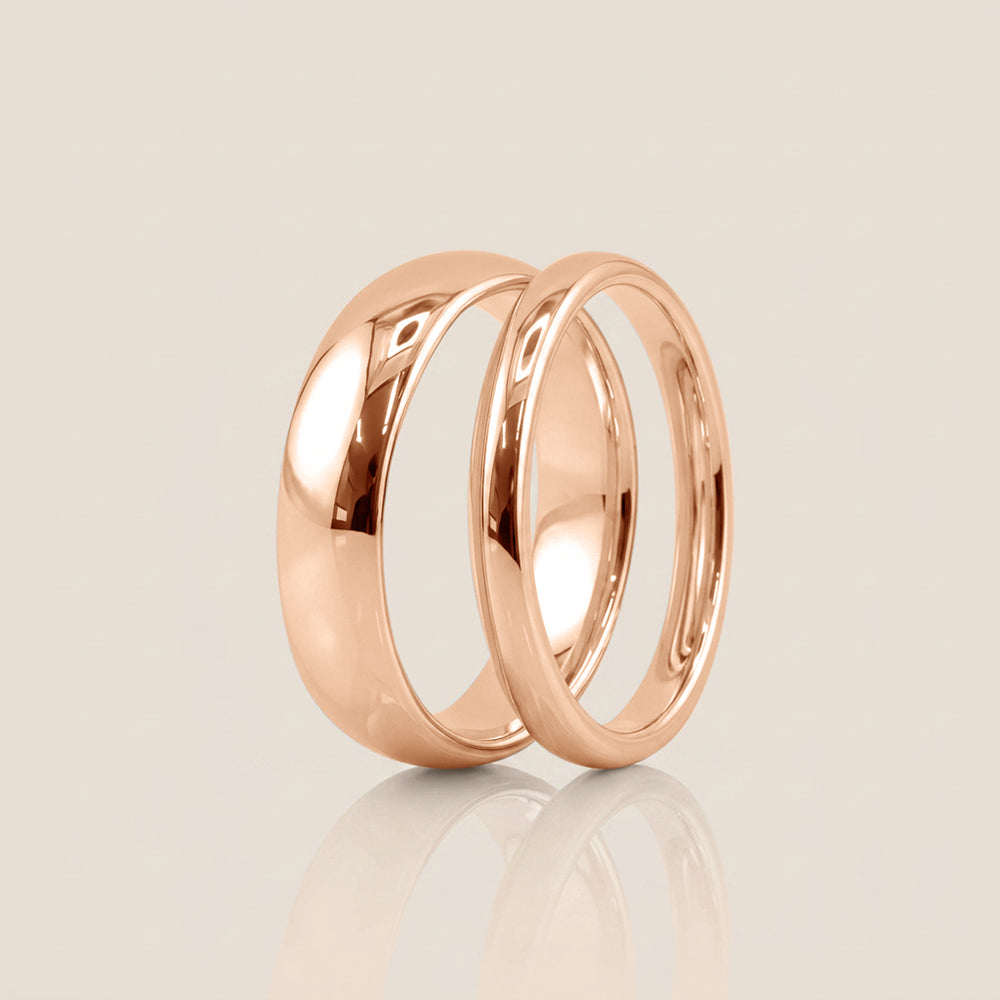 Par de Argollas Media Caña, 2.5 mm & 5 mm en Oro de 14K