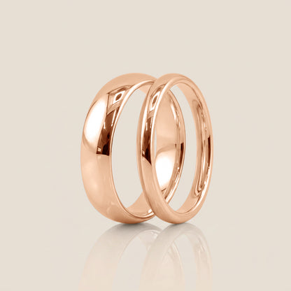 Par de Argollas Media Caña, 2.5 mm & 5 mm en Oro de 14K