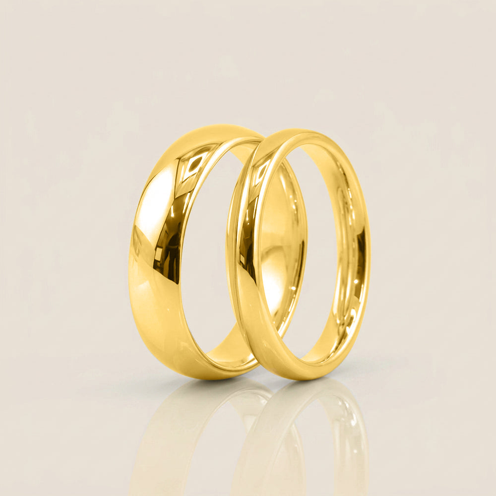 Par de Argollas Media Caña, 3 mm & 5 mm en Oro de 10K
