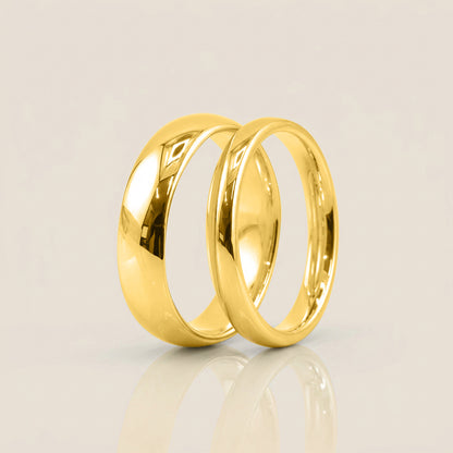 Par de Argollas Media Caña, 3 mm & 5 mm en Oro de 14K
