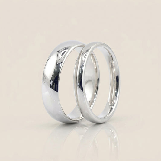 Par de Argollas Media Caña, 3 mm & 5 mm en Oro de 18K