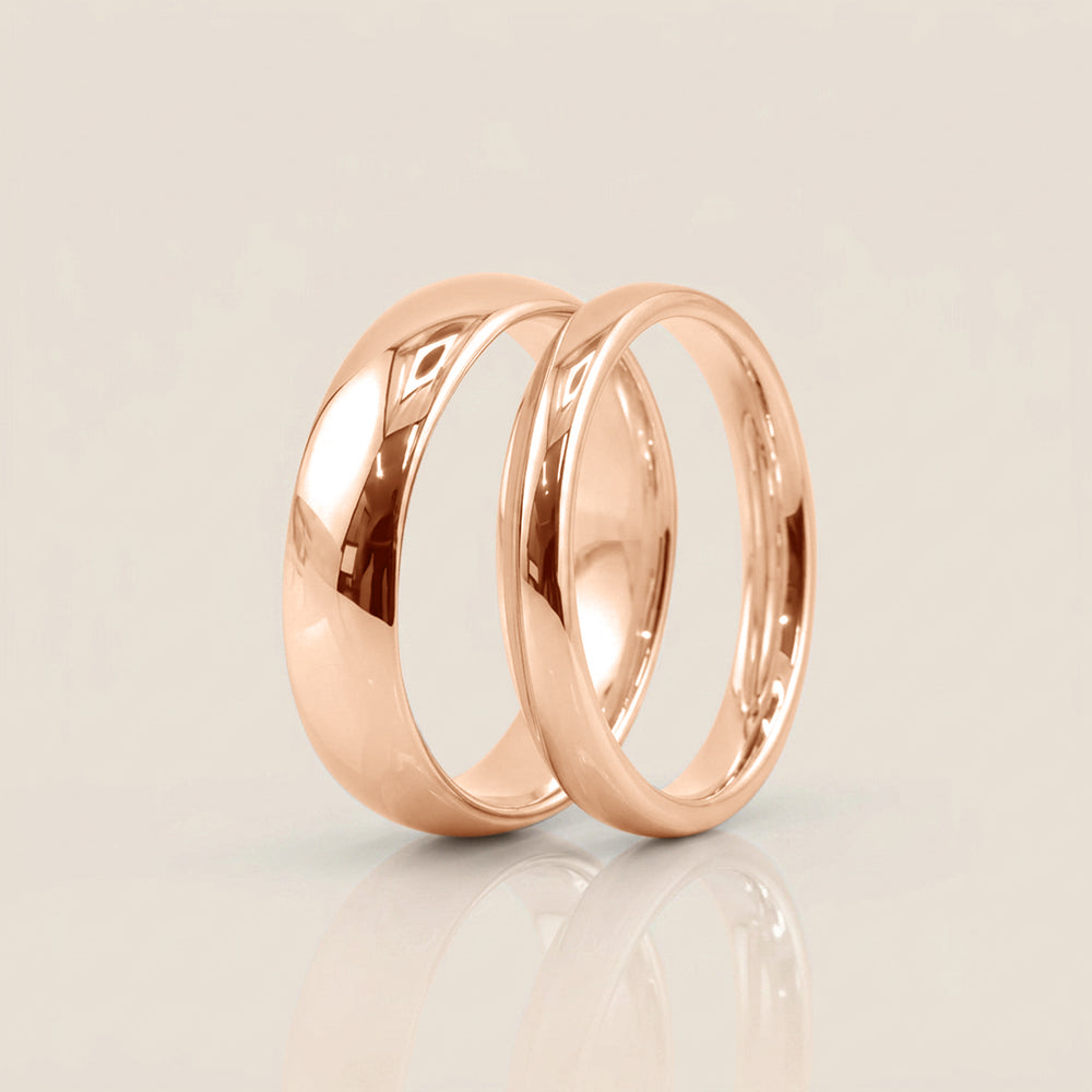 Par de Argollas Media Caña, 3 mm & 5 mm en Oro de 10K