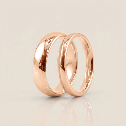 Par de Argollas Media Caña, 3 mm & 5 mm en Oro de 18K