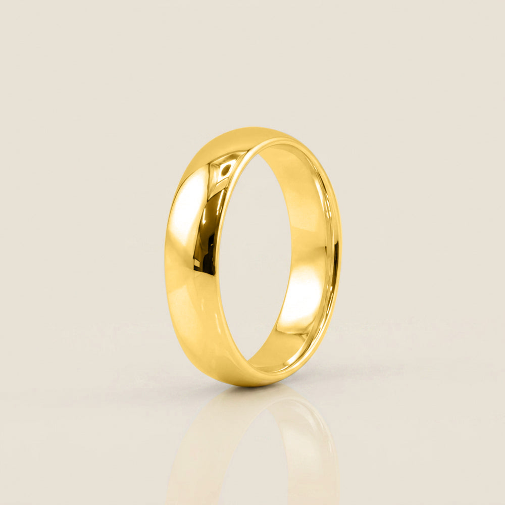Argolla Individual Media Caña 5 mm en Oro de 14K
