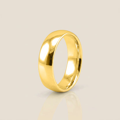 Argolla Individual Media Caña 6 mm en Oro de 14K