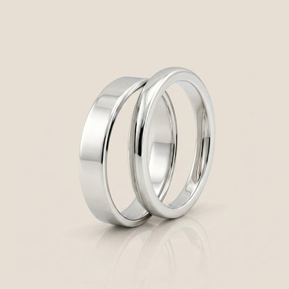 Par de Argollas Planas, 2.5 mm & 4 mm en Oro de 14K