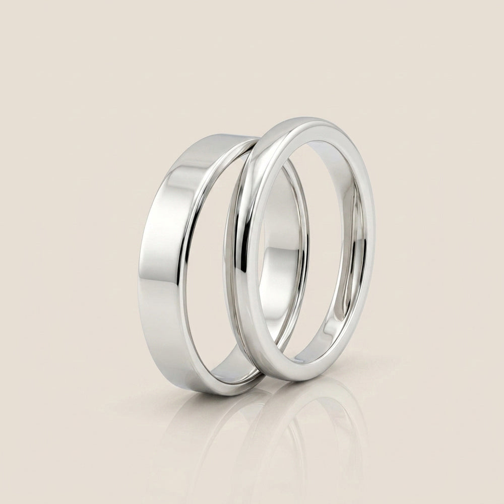Par de Argollas Planas, 2.5 mm & 4 mm en Oro de 18K