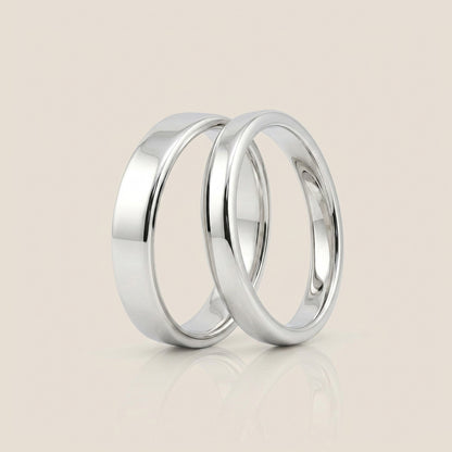 Par de Argollas Planas, 3 mm & 4 mm en Oro de 14K