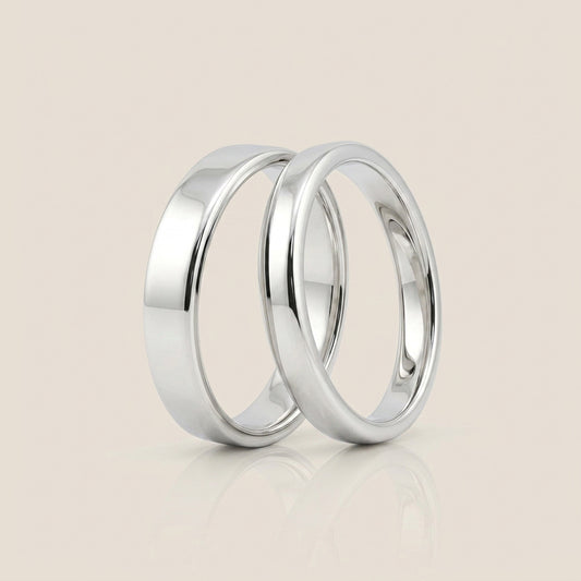 Par de Argollas Planas, 3 mm & 4 mm en Oro de 14K