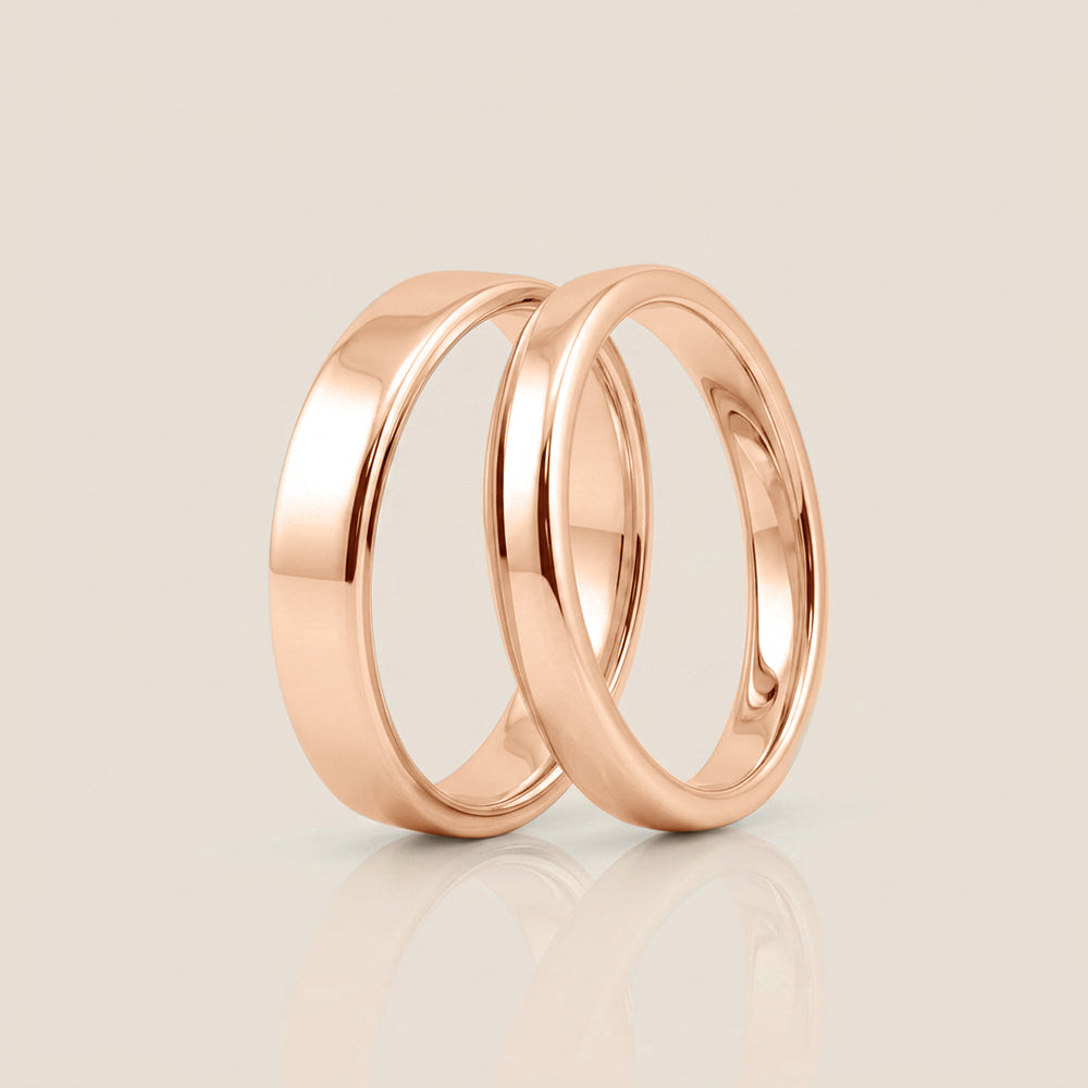 Par de Argollas Planas, 3 mm & 4 mm en Oro de 10K