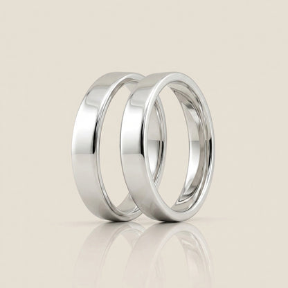 Par de Argollas Planas, 4 mm & 4 mm en Oro de 14K