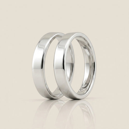 Par de Argollas Planas, 4 mm & 4 mm en Oro de 14K
