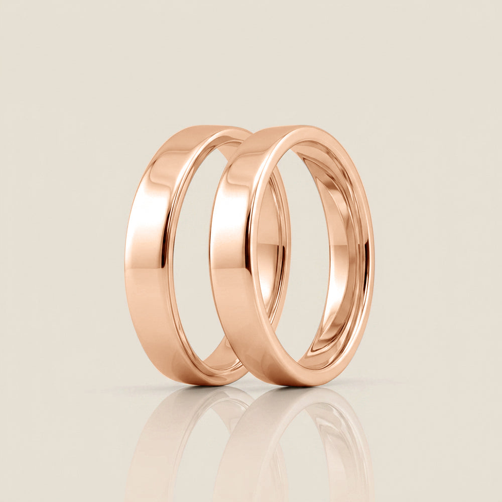 Par de Argollas Planas, 4 mm & 4 mm en Oro de 10K