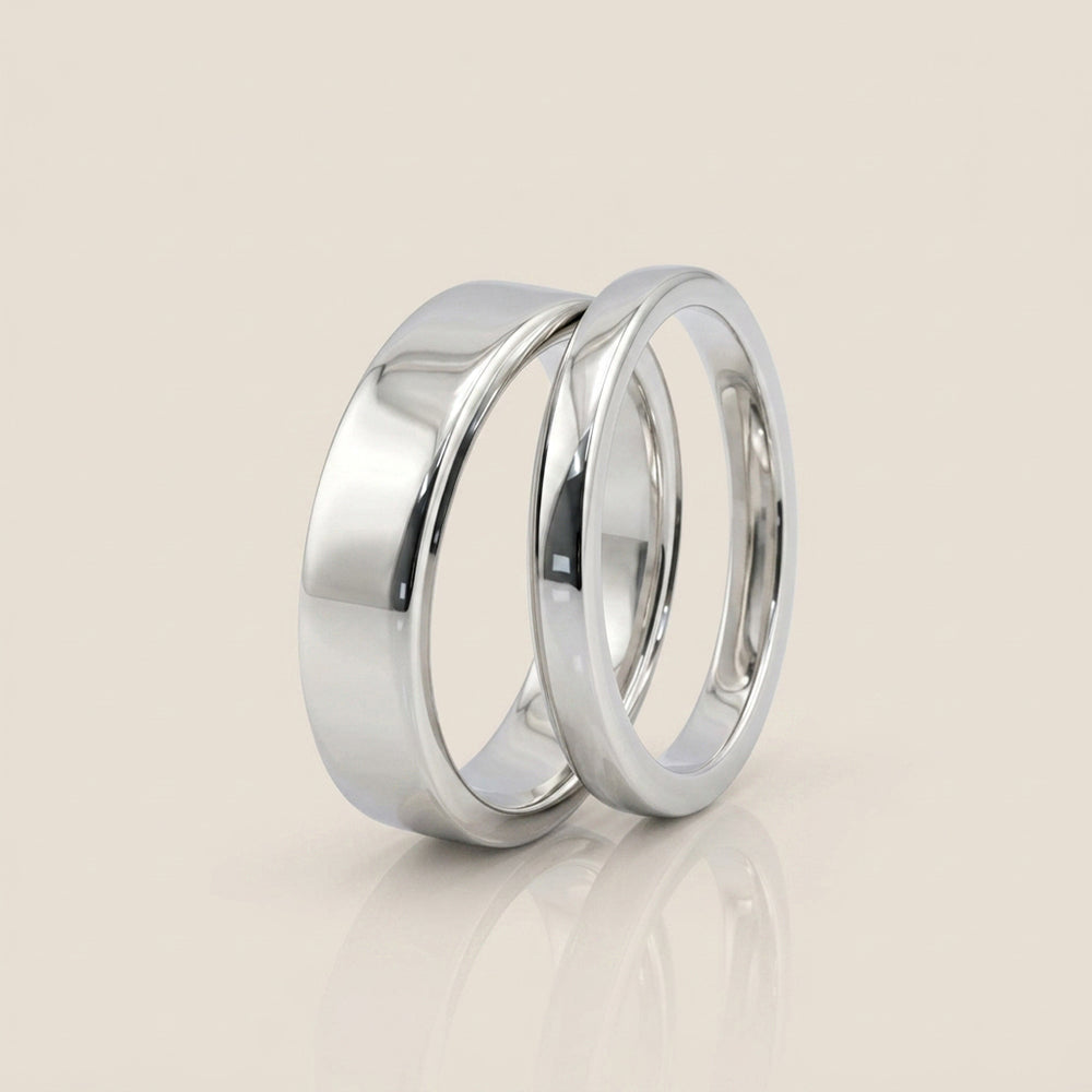 Par de Argollas Planas, 2.5 mm & 5 mm en Oro de 14K