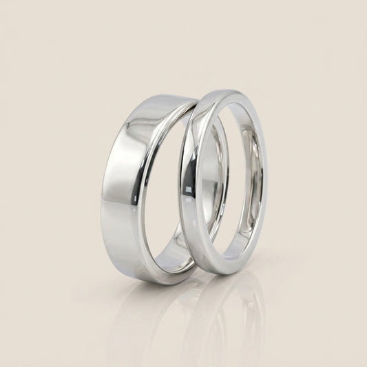 Par de Argollas Planas, 2.5 mm & 5 mm en Oro de 18K