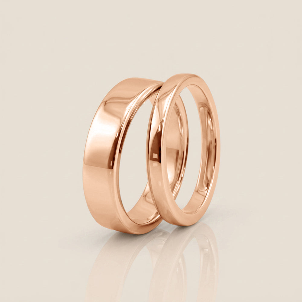 Par de Argollas Planas, 2.5 mm & 5 mm en Oro de 10K