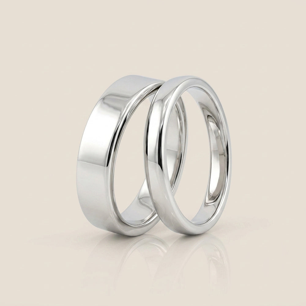 Par de Argollas Planas, 3 mm & 5 mm en Oro de 14K