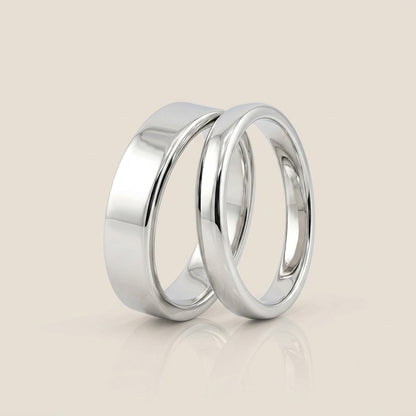 Par de Argollas Planas, 3 mm & 5 mm en Oro de 14K