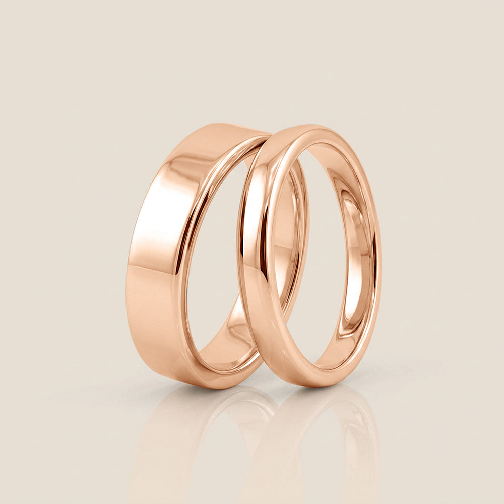 Par de Argollas Planas, 3 mm & 5 mm en Oro de 18K