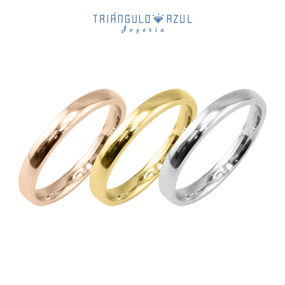 Argolla Media Caña de 3mm en Oro de 14K