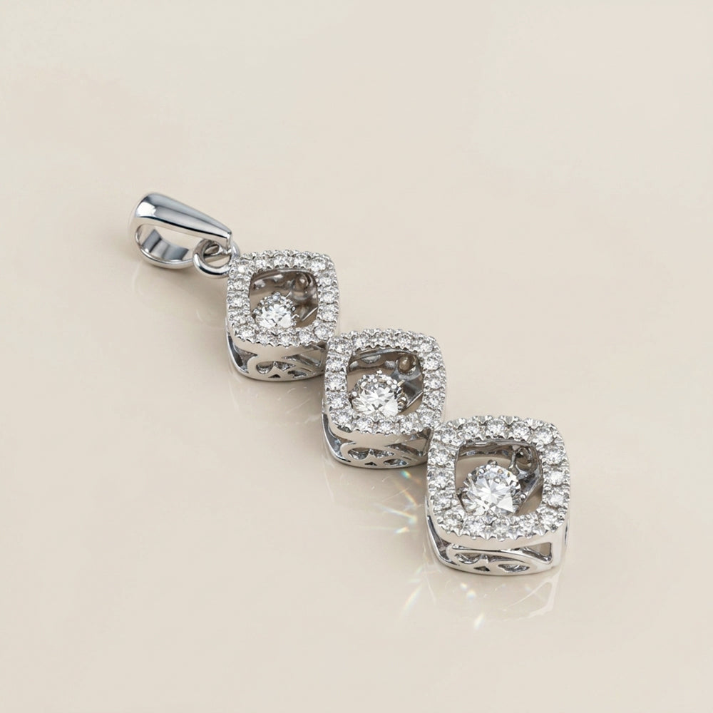 Dije 3 Diamantes Miracle en Oro Blanco de 14K