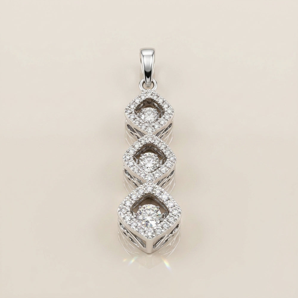 Dije 3 Diamantes Miracle en Oro Blanco de 14K