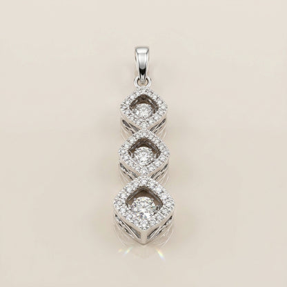 Dije 3 Diamantes Miracle en Oro Blanco de 14K