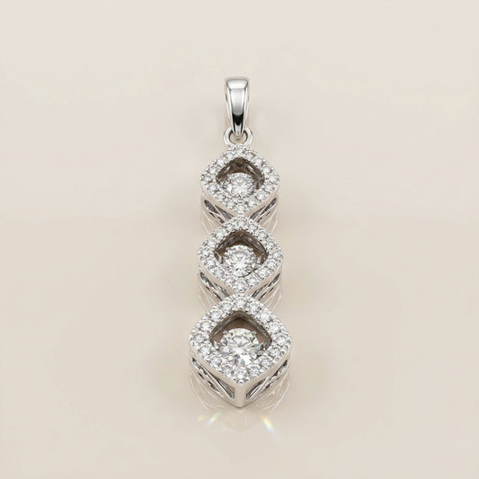 Dije 3 Diamantes Miracle en Oro Blanco de 14K