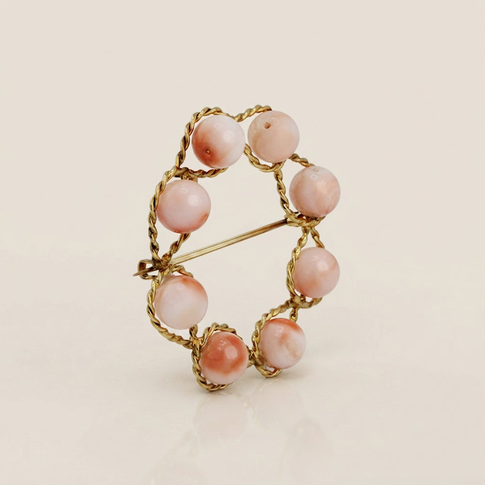 Broche de Corales en Oro Amarillo de 14K