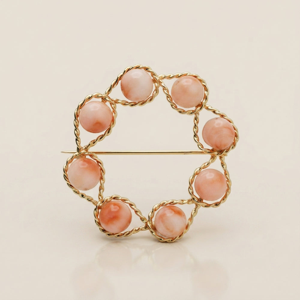 Broche de Corales en Oro Amarillo de 14K