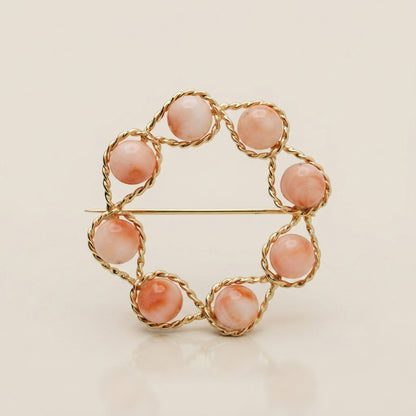 Broche de Corales en Oro Amarillo de 14K