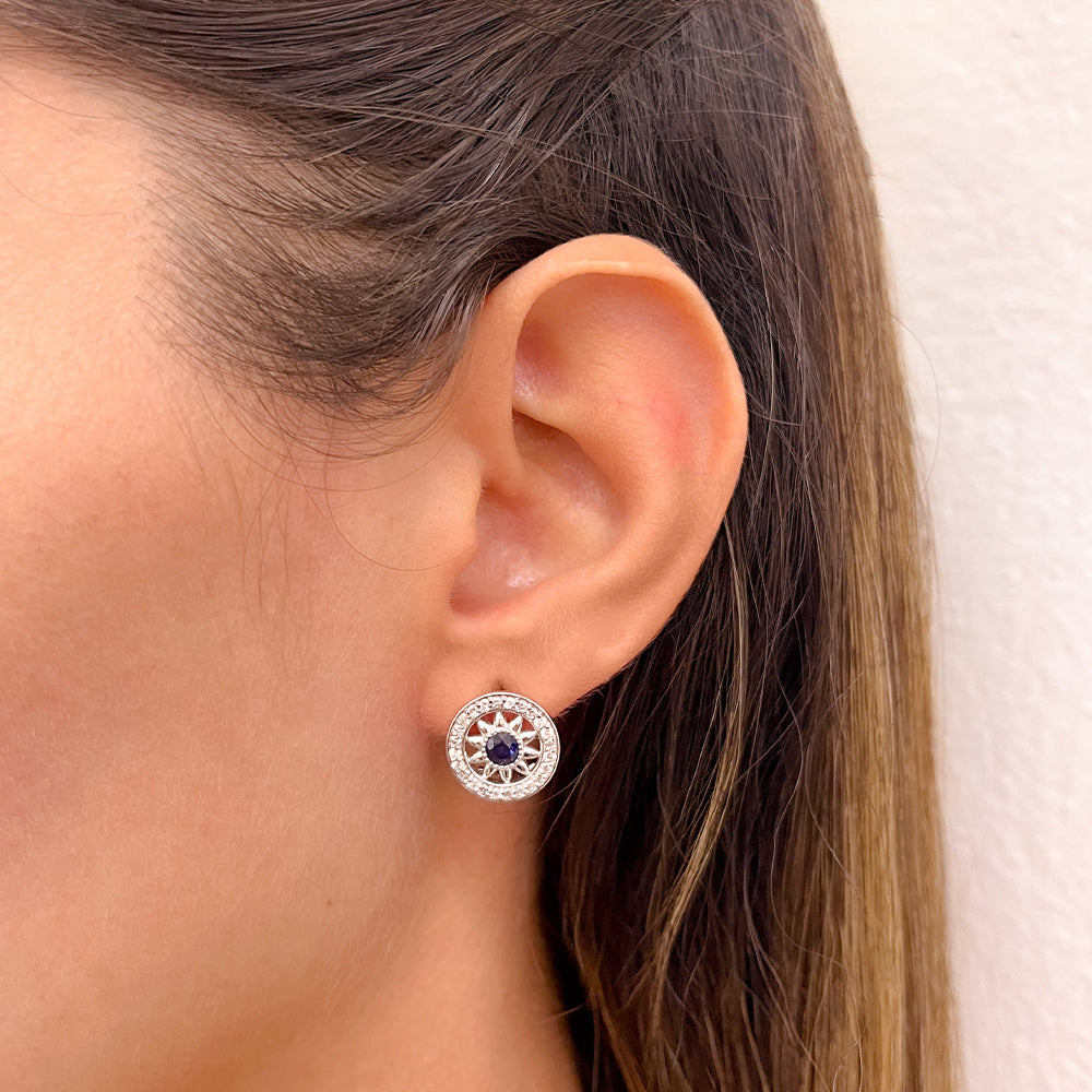 Aretes con Zafiro y Diamantes