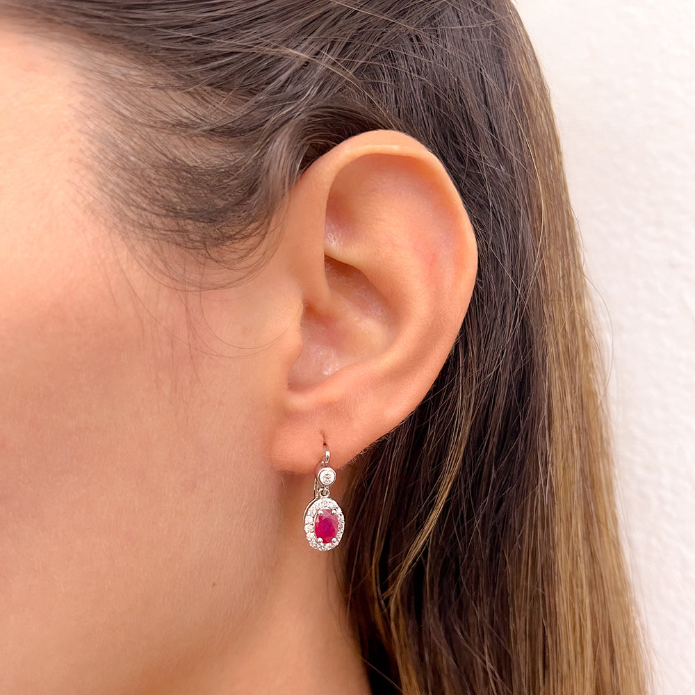 Aretes colgantes de Rubí y Diamantes