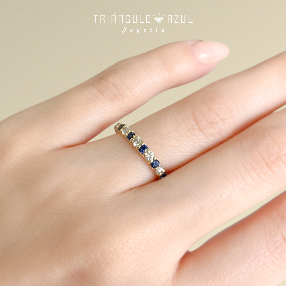 Churumbela Indu de Zafiros con 0.35 CTS Total y Diamantes con 0.30 CTS Total en Oro Amarillo de 14K