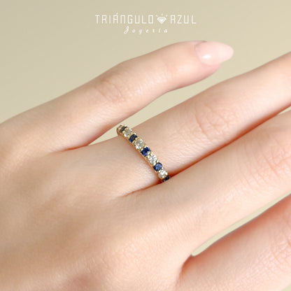 Churumbela Indu de Zafiros con 0.35 CTS Total y Diamantes con 0.30 CTS Total en Oro Amarillo de 14K