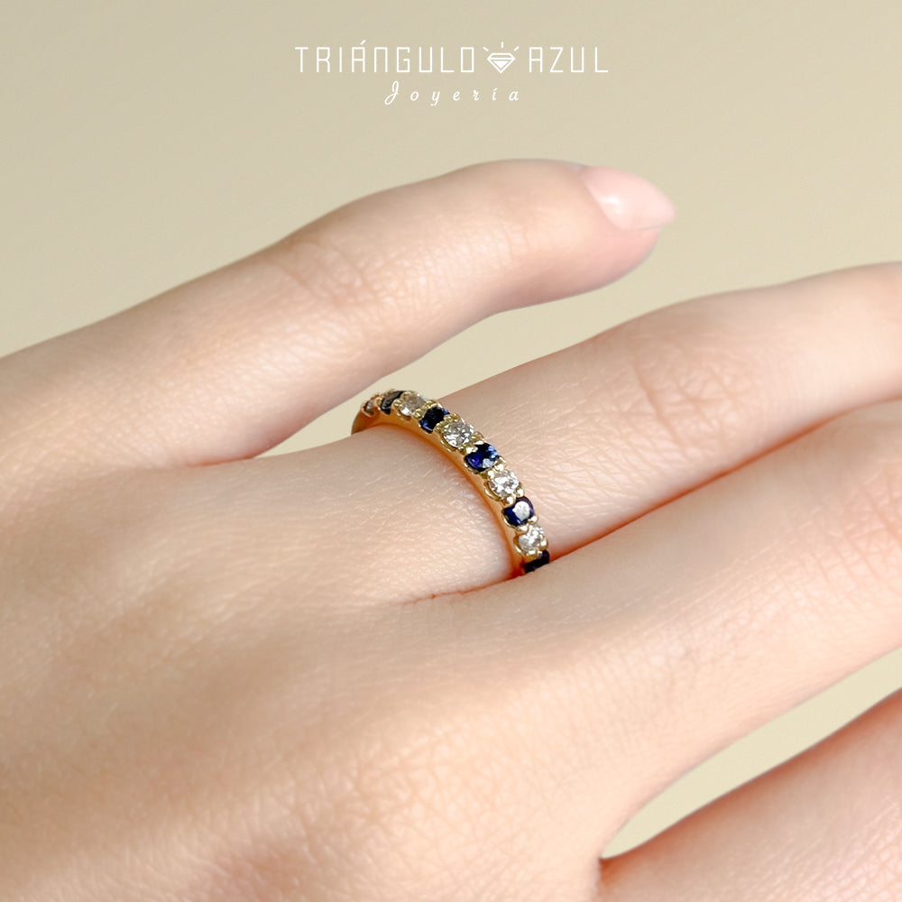 Churumbela Indu de Zafiros con 0.35 CTS Total y Diamantes con 0.30 CTS Total en Oro Amarillo de 14K