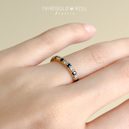 Churumbela Indu de Zafiros con 0.35 CTS Total y Diamantes con 0.30 CTS Total en Oro Amarillo de 14K